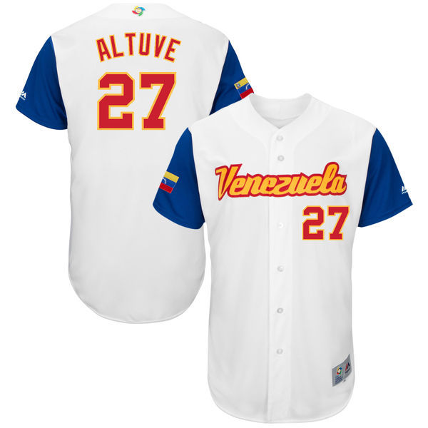 customized Men Venezuela Baseball #27 Jose Altuve White 2017 World Baseball Classic Authentic Jersey